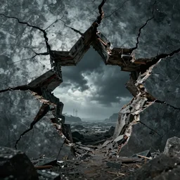 crack opening up in the sky eerie digital art photorealistic cinematic landscape 4k hd