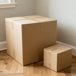 big and small box in the room