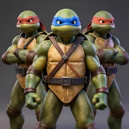 realistic ninja turtles , high detail award winning photograph on artstation