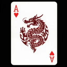 “playing card back with a tribal dragon logo”