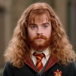 hermione granger with a full beard and mustache