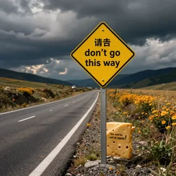 a sign that says, please don't go this way, the road is covered in cheese!