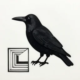 a simple crow painting by Android Jones and M. C. Escher collaboration