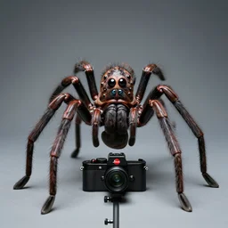 studio portrait of a spider - human hybrid, many eyes, leica s, tripod, flash, highly detailed, horror,