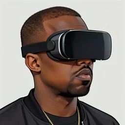 : kanye west wearing vr goggles, digital media, digital art, illustration, art station