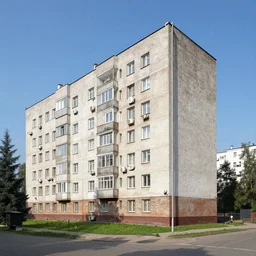 small soviet apartment building stands at russian suburbs, full frame, art by frank franzzeta
