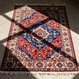 colored geometric pattern Persian rug.