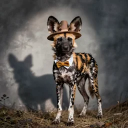 My favorite friend, the african painted dog, dress him in a hat, give that dog a hat