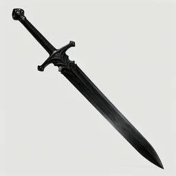 an evil black sword on a blank background. diagonal composition ( concept art, rpg color illustration )