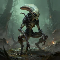 a alien with four legs from half - life, fantasy art