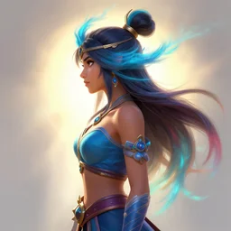 side - profile painted portrait, maya ali as a wind mage, bright backlit, key lighting, smooth, gaudy colors, unreal engine render, maya render, octane render aesthetic, dota! matte painting concept art, official fanart behance hd artstation by james gilleard, jesper ejsing, lois van baarle, ilya kuvshinov