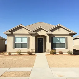 a door suburban house, in a desert,