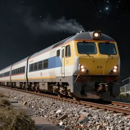 A train going through space, 4K, professional photography