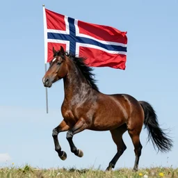 Horse waving the norwegian Flag