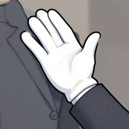 cartoon, white glove in a suit