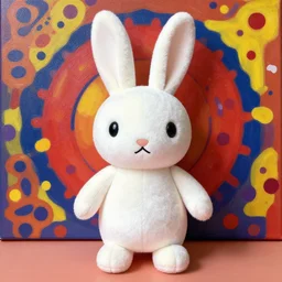 a beautiful painting rabbit toy, by kusama yayoi painting