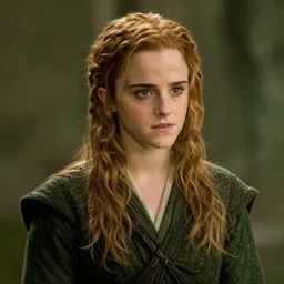 color film shot of emma watson in lord of the rings as smeagol