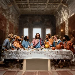 the last supper but with the basketballplayers of la lakers instead of jesus and his followers