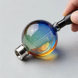 a multicolored glass object laying on the ground, an airbrush painting by aaron nagel,, tumblr contest winner, cloisonnism, psychedelic, vibrant colors, iridescent