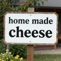 a sign that says “home made cheese”