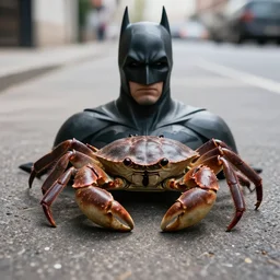 batman as a crab, street photography, natural light, 8 5 mm
