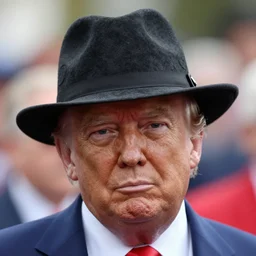 a close up shot of donald trump wearing a hat, bokeh, portrait, nikon d 7 5 0, f / 2. 8, technicolor