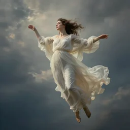 beautiful woman floating to heaven, 4k, by Jean Delville, cinematic lighting