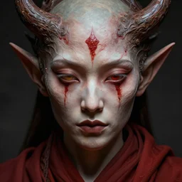 monk! facing inner demon, symmetrical beauty face, digital art, fantasy art, octane render, unreal engine, high detail, very realistic, by greg rutkowski. by james gurney