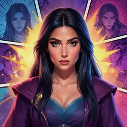 head-on symmetrical centered painted portrait, Maya Ali as a D&D sorcerer, matte painting, DOTA character, pixar, maya engine on stylized background splash comics global illumination lighting artstation, by lois van baarle, ilya kuvshinov, rossdraws