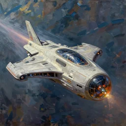 futuristic spaceship jumping to warp, concept art oil painting by Jama Jurabaev, extremely detailed, brush hard, artstation, fantasy art
