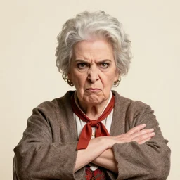 happy and angry wise lady