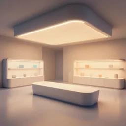 art by filip hodas, pixar and artgerm. led lights, sci - fi modern architect minimalist store design. three tone color theme. clean, entertainment center, indoor, spacious. surrealism.