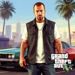 Robbie Rotton in Grand Theft Auto 5 cover art, epic, 4k resolution, extremely detailed, very sharp, artstation, digital art, vibrant,