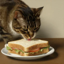 Cat eating a big sandwich by Rembrant
