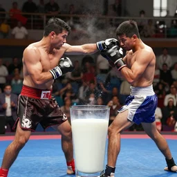 punching contest in a glas of milk