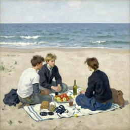 a picnic on the beach by anders zorn