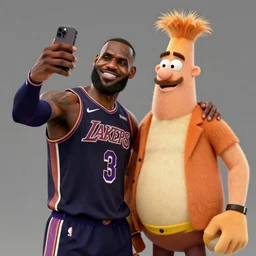 lebron james taking a selfie with hank hill kill of the hill, octane render, digital art, trending on artstation
