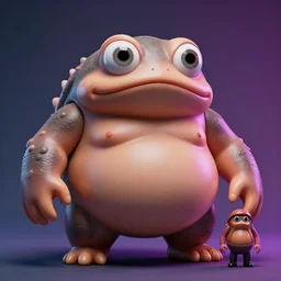 hyperrealistic rendering, fat smooth cronenberg flesh monster toad kaiju by by art of skinner and richard corben, eyeballs, product photography, action figure, sofubi, studio lighting, colored gels, colored background