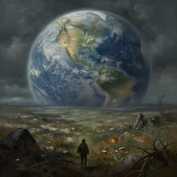 the last war on earth, concept art, deviantart art station, landscape greg rutkowski, cinematic lighting, hyper realistic painting