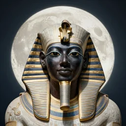close up portrait khonsu moon god, egyptian symbolism, dark black skin, no pupils, handsome sub - saharan african man by artgerm, cushart krenz, greg rutkowski, mucha. art nouveau. gloomhaven, pale colors, sharp edges. ultra clear detailed. 8 k. elegant, intricate, octane render