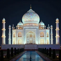futuristic taj mahal luminescent matte painting by allvar aalto