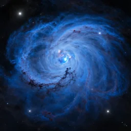 deep blue space nebula, digital painting