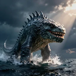 ocean monster lighting establishing shot extremely high detail foto realistic cinematic lighting post processed