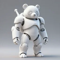 minimalistic mecha panda android, pure white, naturel, hyper detailed, digital art, trending in artstation, cinematic lighting, studio quality, smooth render, unreal engine 5 rendered, octane rendered, art style by klimt and nixeu and ian sprigger and wlop and krenz cushart