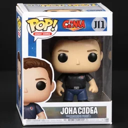 product still of John Cena funko pop with box, 85mm f1.8