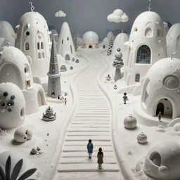 a beguiling mysterious masterpiece fantasy matte painting of an impossible path winding through arctic dream worlds with surreal architecture designed by heironymous bosch, structures inspired by heironymous bosch's garden of earthly delights, surreal ice interiors by cyril rolando and asher durand and natalie shau, insanely detailed, whimsical, intricate, sharp focus