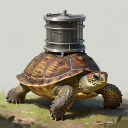 Highly detailed beautiful digital painting of cooling stack on top of turtle's shell trending on Artstation HQ, deviantart