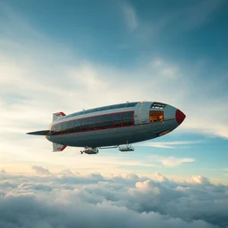 a zeppelin solarpunk, in the sky