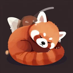 a cute red panda sleeping, digital art, 2d vector image