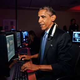 Obama at a LAN party, 8k, by Annie Leibovitz